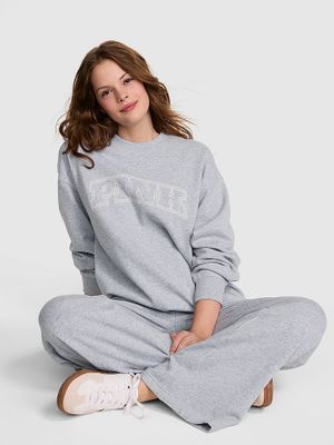 PINK Pulover Ivy Crew, oversized, din material fleece
