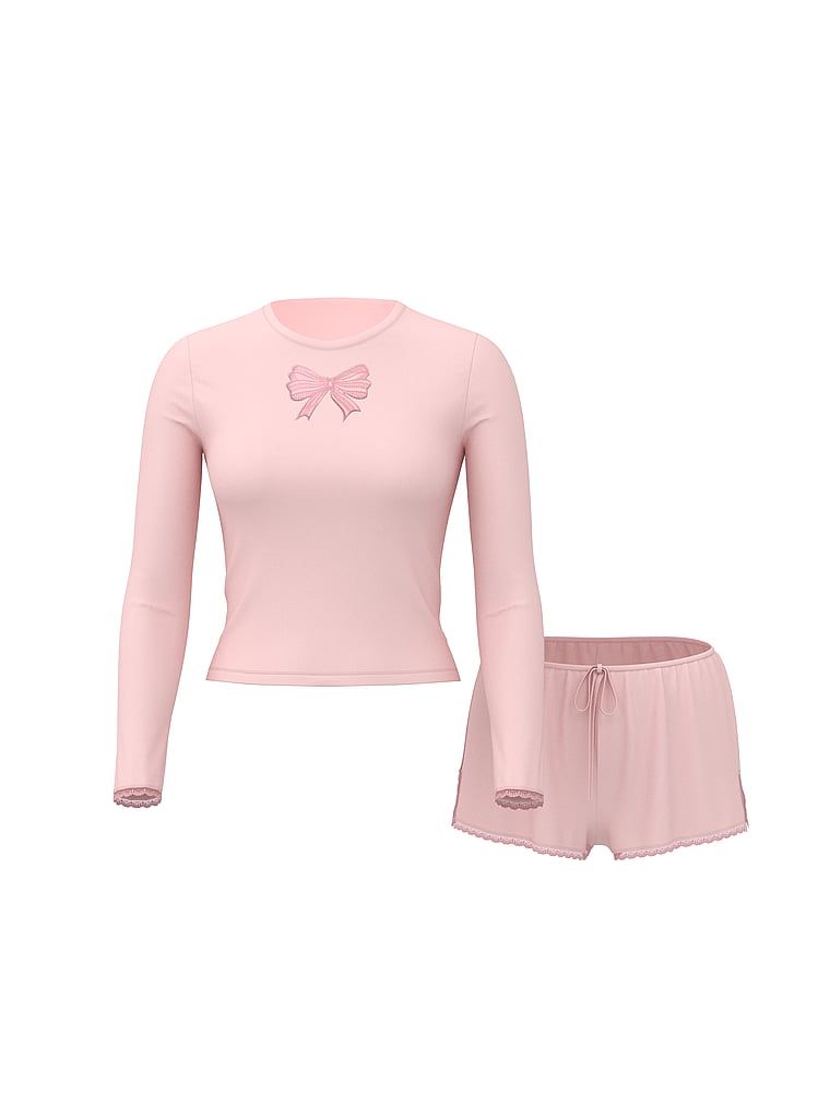 Set de dormit modal - bluză și pantaloni scurți Bowie. Produsul este roz și provine din colecția Victoria's Secret.