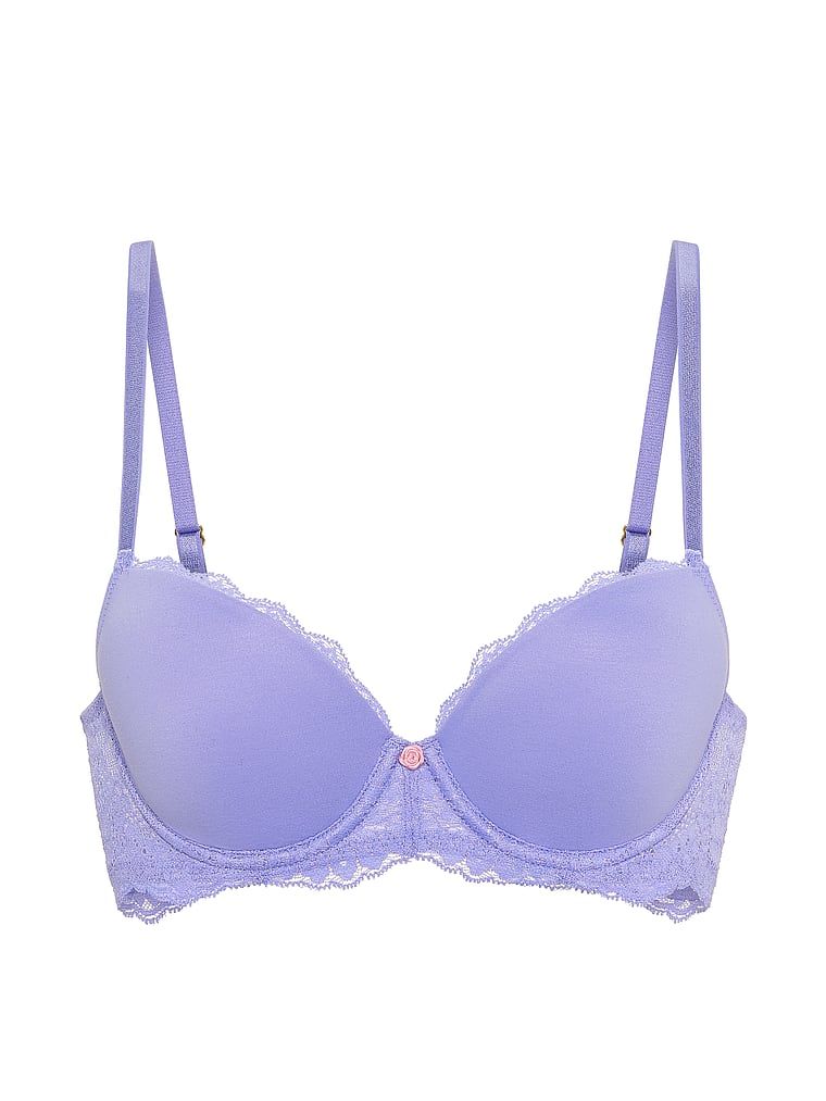 Sutiene ușor căptușit, cu dantelă Lace Demi. Produsul este albastru și provine din colecția Dream Angels.