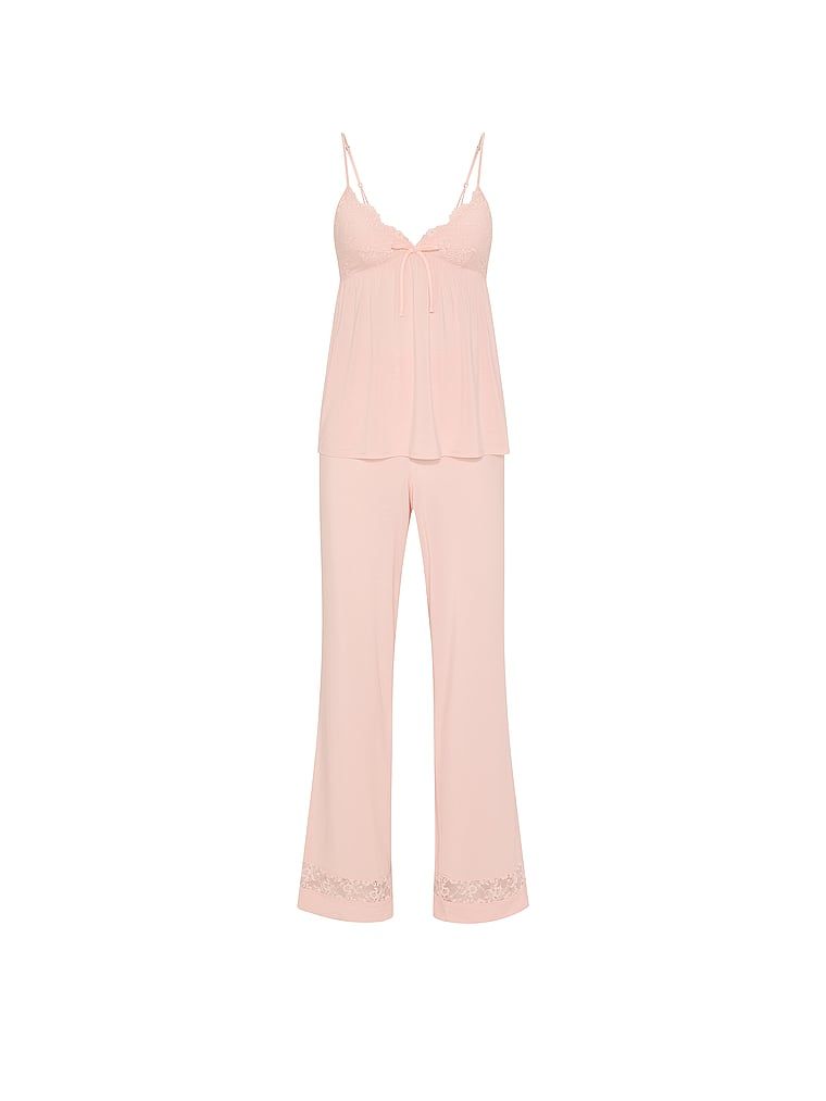 Pijamale modale - o bluză cu bretele și pantaloni lungi SoSoft. Produsul este roz și provine din colecția Victoria's Secret.