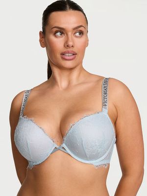 Very Sexy Sutien cu Push-Up din dantelă în formă de trandafir Bombshell Add-2-Cups cu bretele strălucitoare
