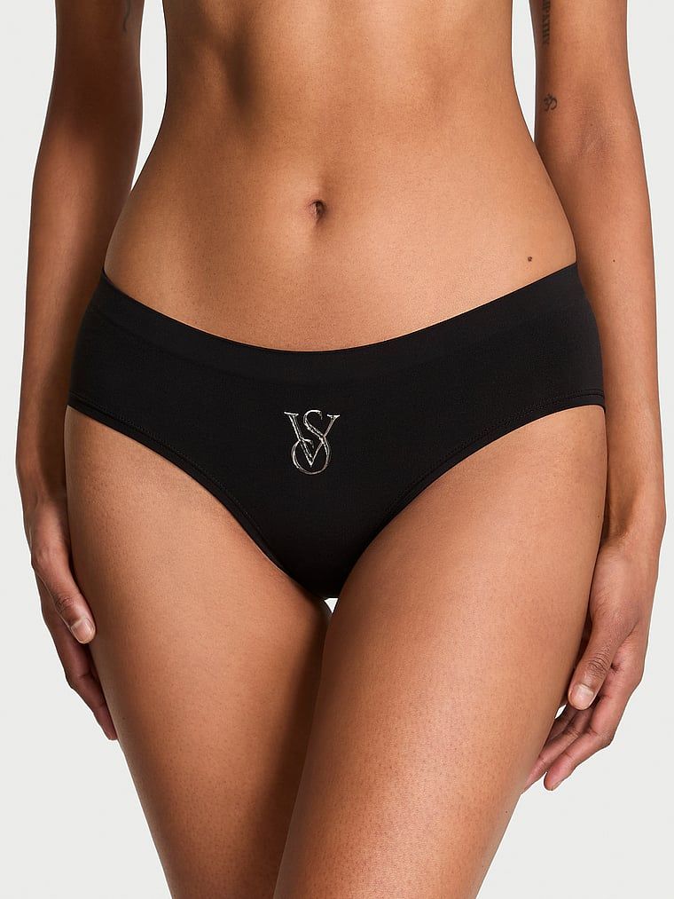 Chiloți cu logo strălucitor Seamless Sparkle Hiphugger. Produsul este negru și provine din colecția Seamless