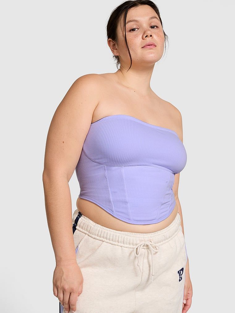 Top cu corset The Cinched fără bretele, din bumbac