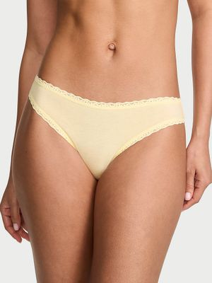 Lace Trim Chiloți Bikini din bumbac cu margini din dantelă