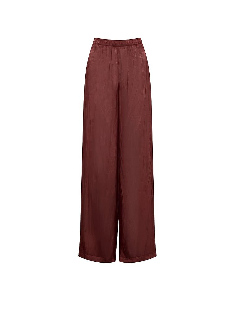 Pantaloni de dormit din satin Luxe Sheer. Produsul este de culoare maro și provine din colecția Victoria's Secret.