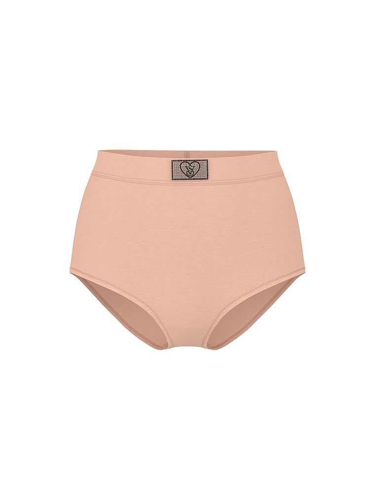 Chiloți din bumbac cu talie înaltă, cu un logo lucios Heart Shine Patch. Produsul este roz și provine din colecția Bumbac.