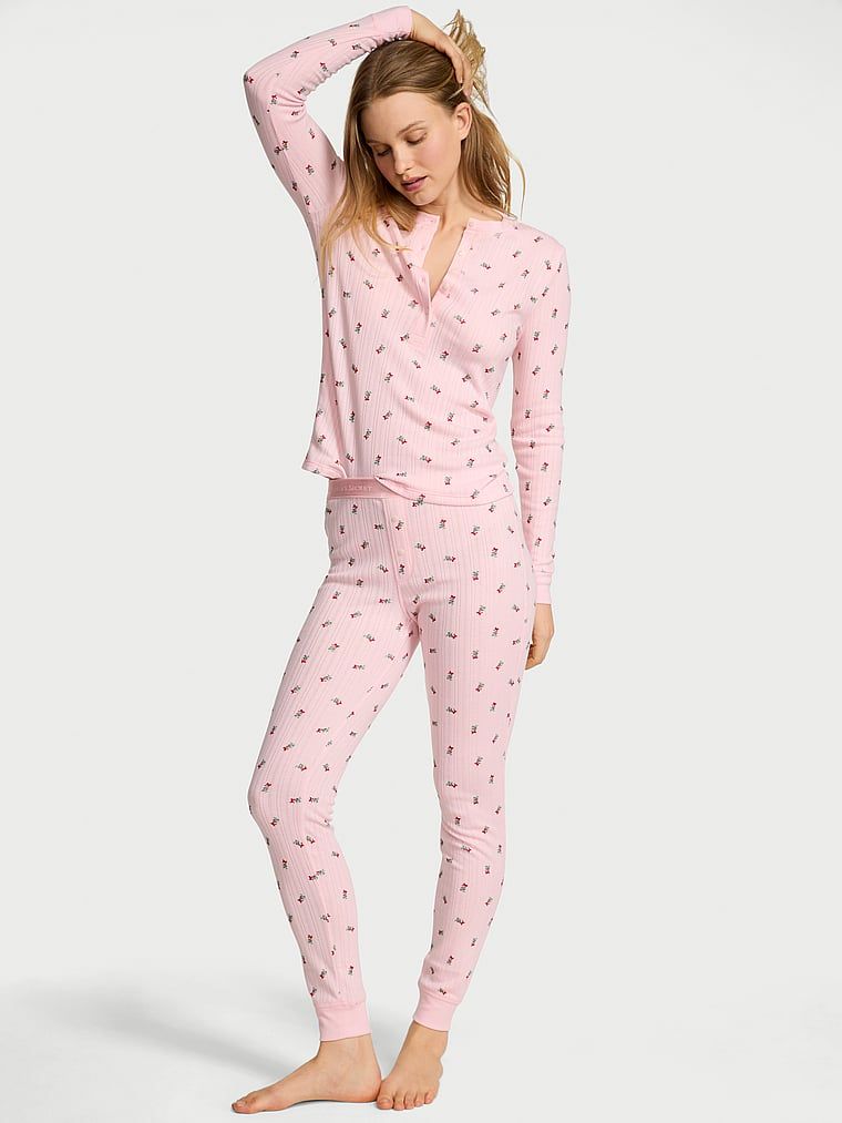 Victorias Secret Set pijama lungă Cozy Pointelle Henley