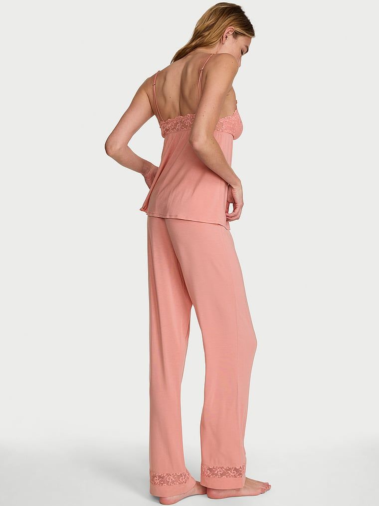 Pijamale modale - o bluză cu bretele și pantaloni lungi SoSoft. Produsul este roz și provine din colecția Victoria's Secret.