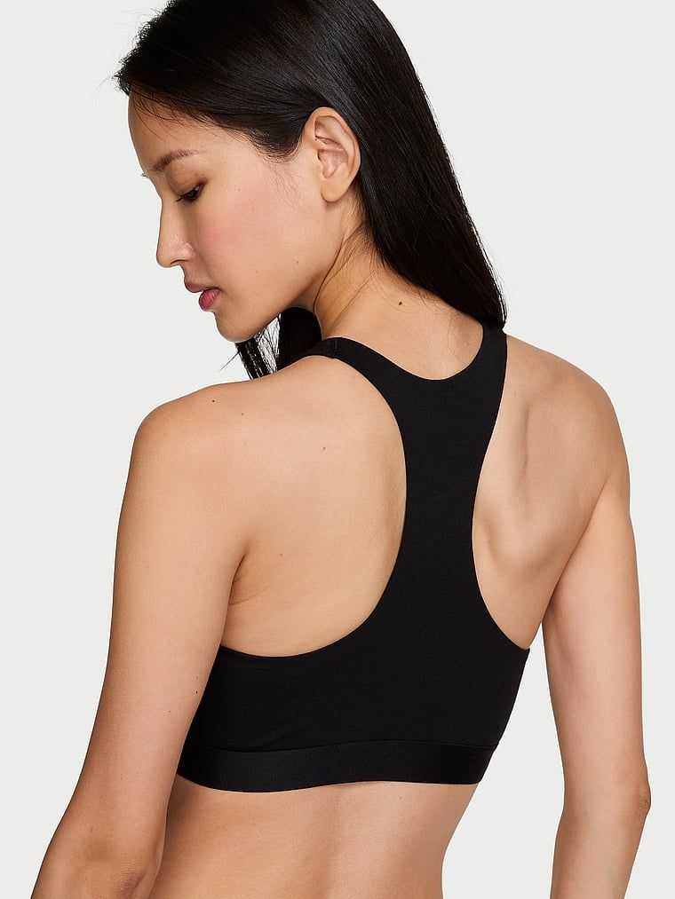 Sutien bralet din bumbac cu logo-ul Shine Patch. Produsul este negru și provine din colecția de tricouri.