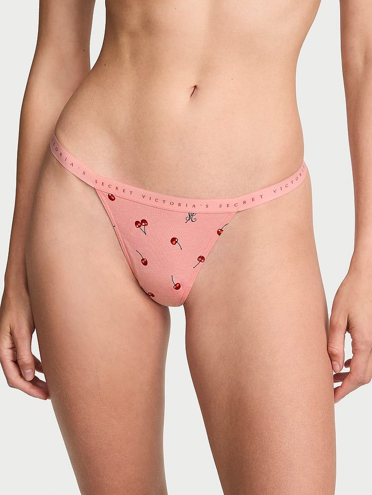 Tanga de bumbac elastic. Produsul are o culoare cu model și provine din colecția Victoria's Secret.
