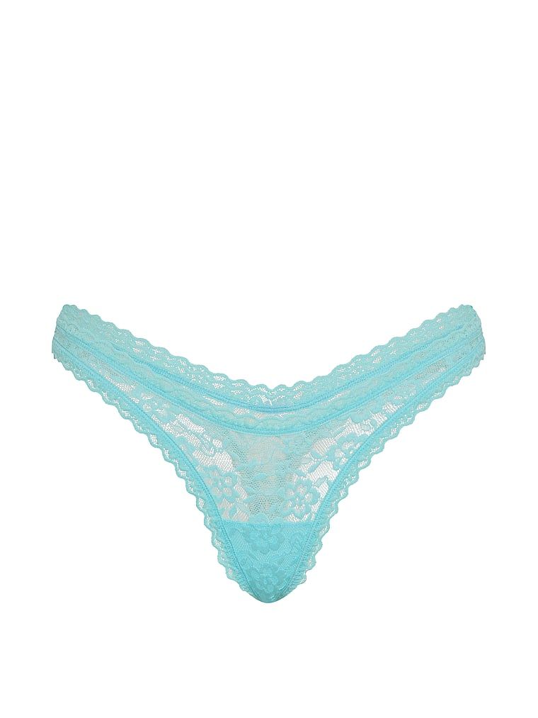Tanga Ultra-Mini Scoop din dantelă. Produsul este albastru și provine din colecția Lacie.