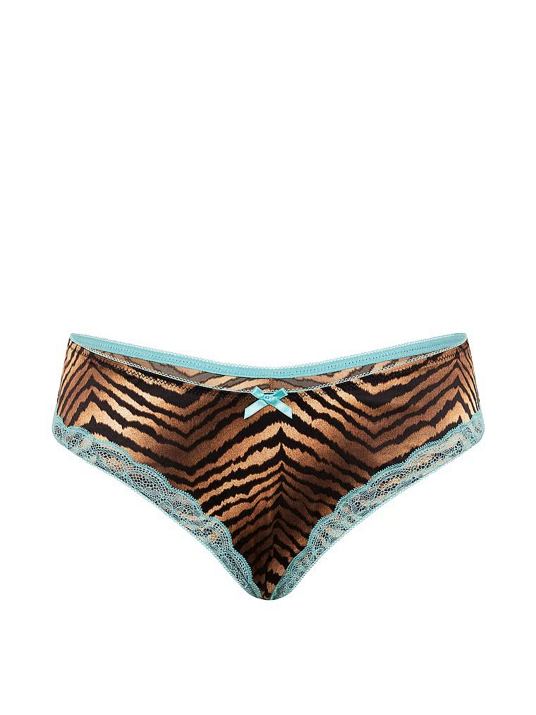 Chiloți de satin cu dantelă Tease Cheeky. Produsul are imprimeu color și provine din colecția Victoria's Secret.