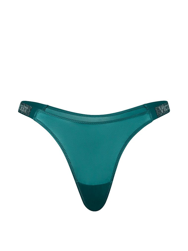 Tanga cu curele lucioase Shine Strap. Produsul este de culoare albastră și provine din colecția Very Sexy.