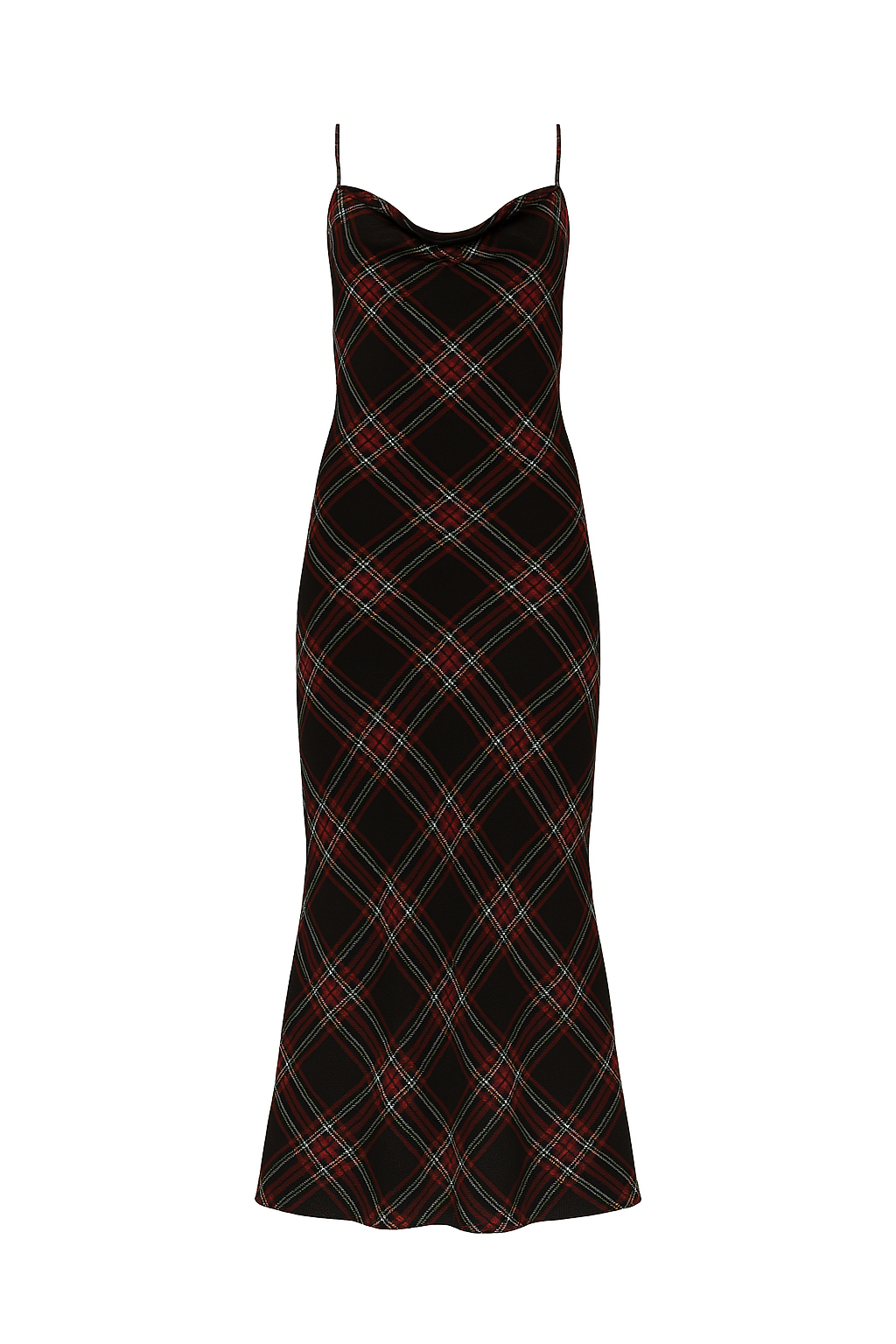 Rochie maxi cămașă de noapte din șifon Tartan. Produsul este modelat și provine din colecția Very Sexy.