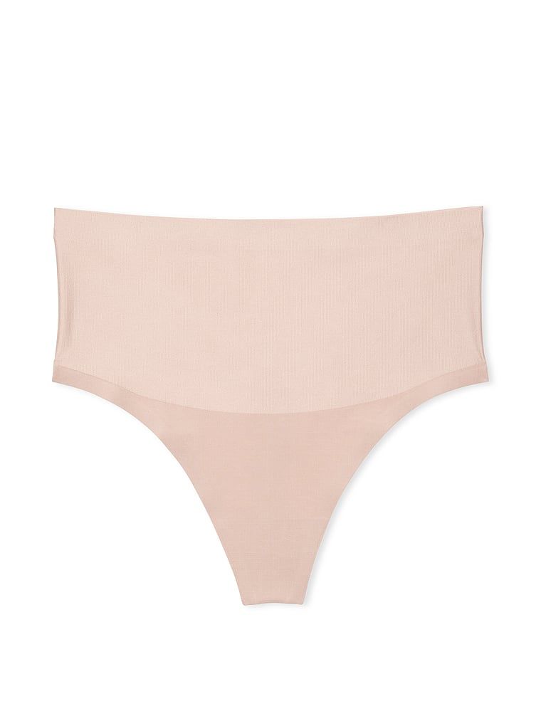 Tanga modelatoare cu talie înaltă Smoothing Shimmer. Produsul este bej și provine din colecția Body by Victoria.