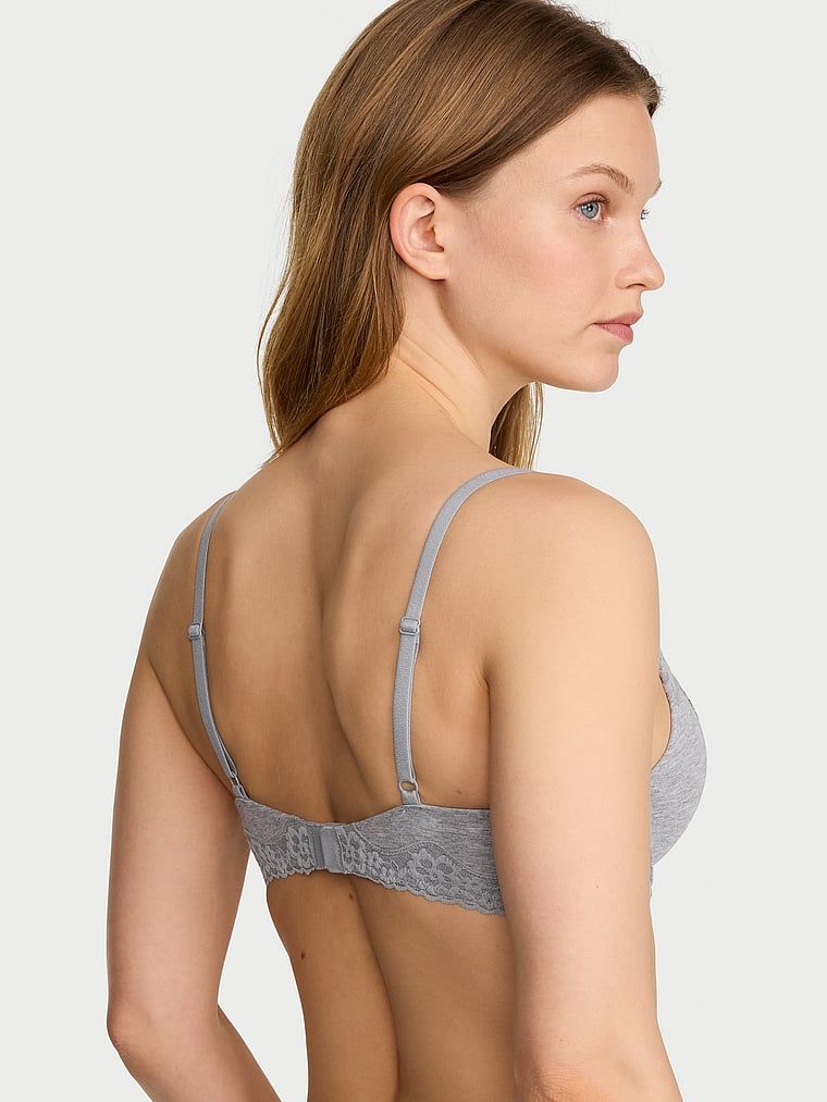 Sutien de bumbac push-up Perfect Shape. Produsul este de culoare gri și provine din colecția de tricouri.