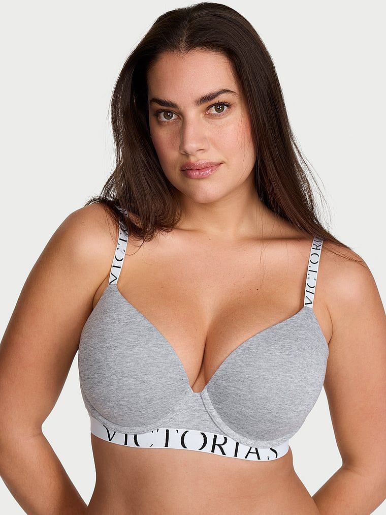 Sutien de bumbac push-up Perfect Shape Exploded Logo. Produsul este de culoare gri și provine din colecția de tricouri.