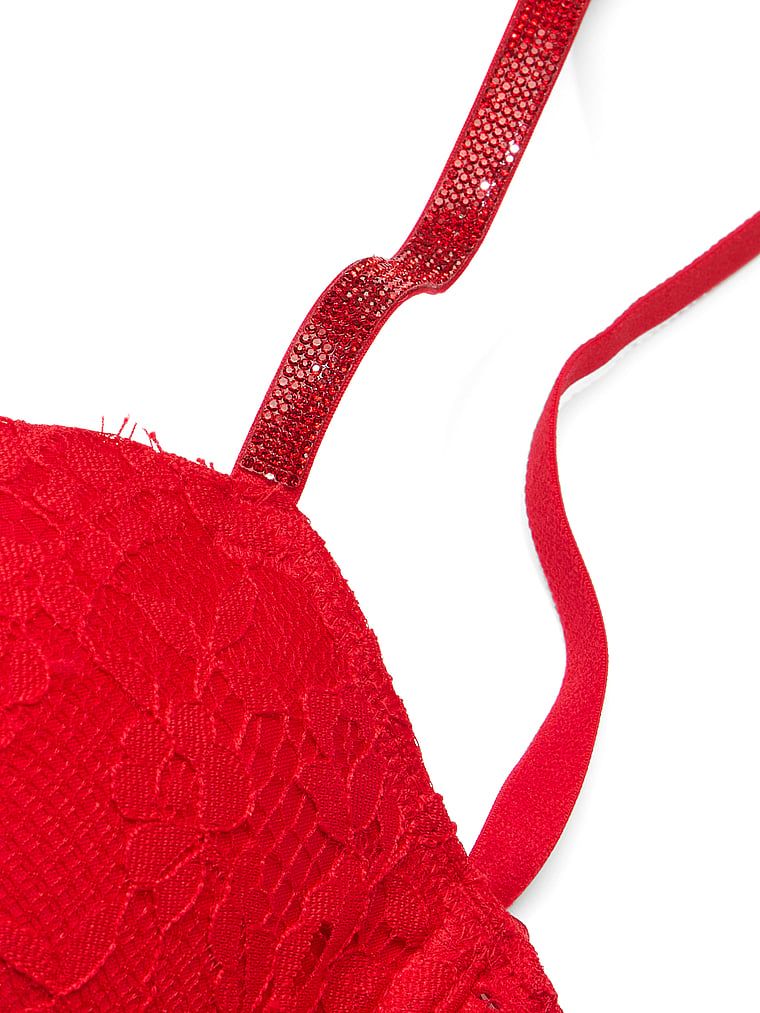 Sutien din dantelă ușor căptușit cu Twinkle Strap Demi strălucitor. Produsul este roșu și provine din colecția Dream Angels.