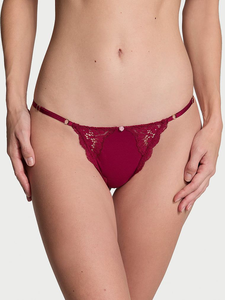 Dream Angels Chiloți V-String reglabili, cu margini din dantelă