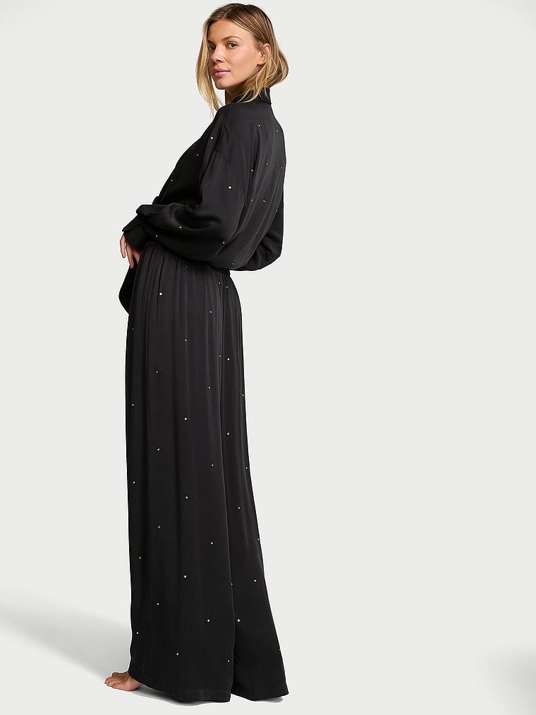 Pantaloni modali pentru somn. Produsul este negru și provine din colecția Victoria's Secret.