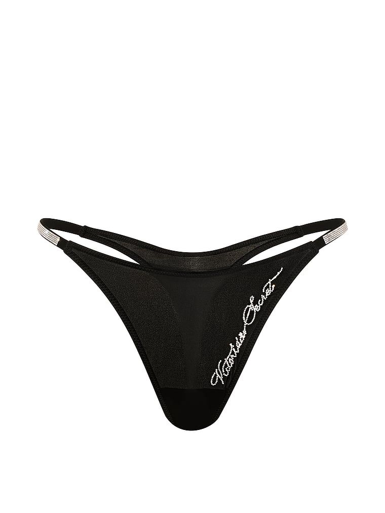 Scenariul stringurilor strălucesc. Produsul este negru și provine din colecția Very Sexy.