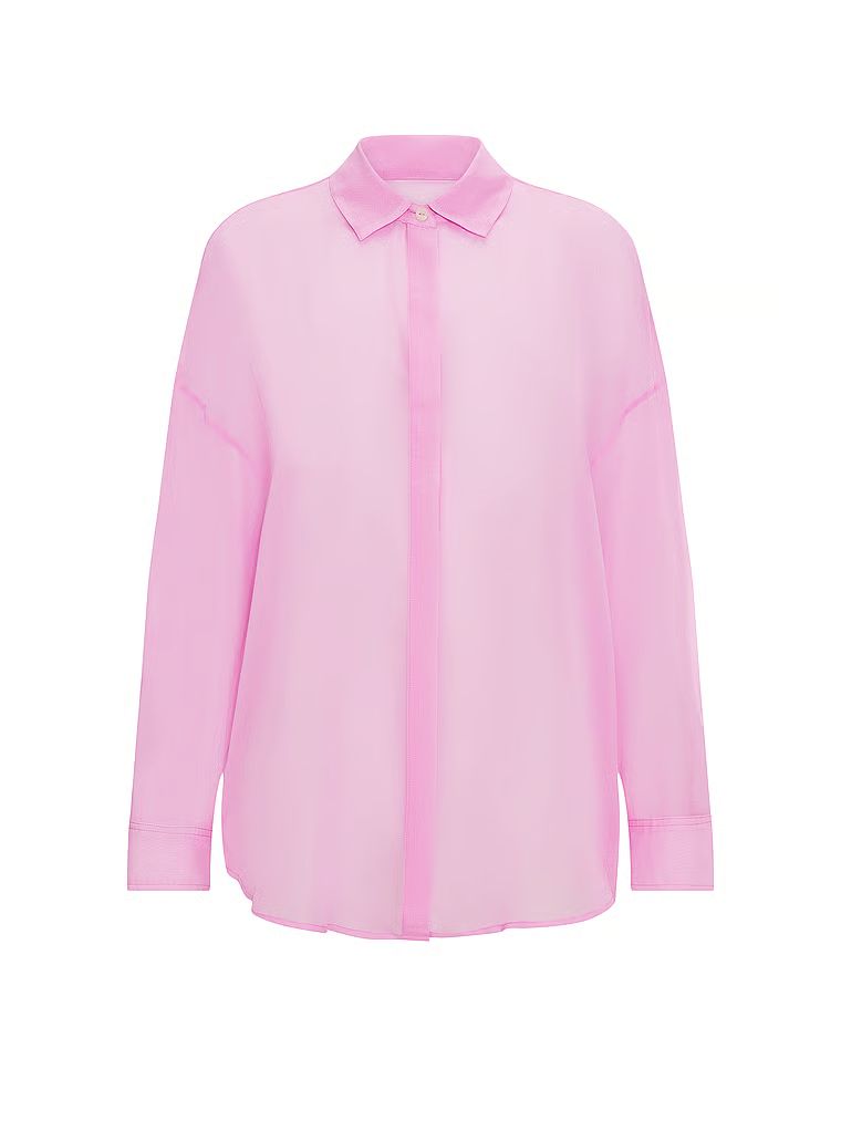 Bluză de chiffon pentru somn. Produsul este roz și provine din colecția Victoria's Secret.
