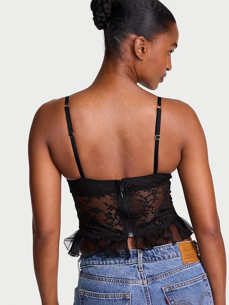 Topul corset Dare to Dream. Produsul este negru și provine din colecția Dream Angels.