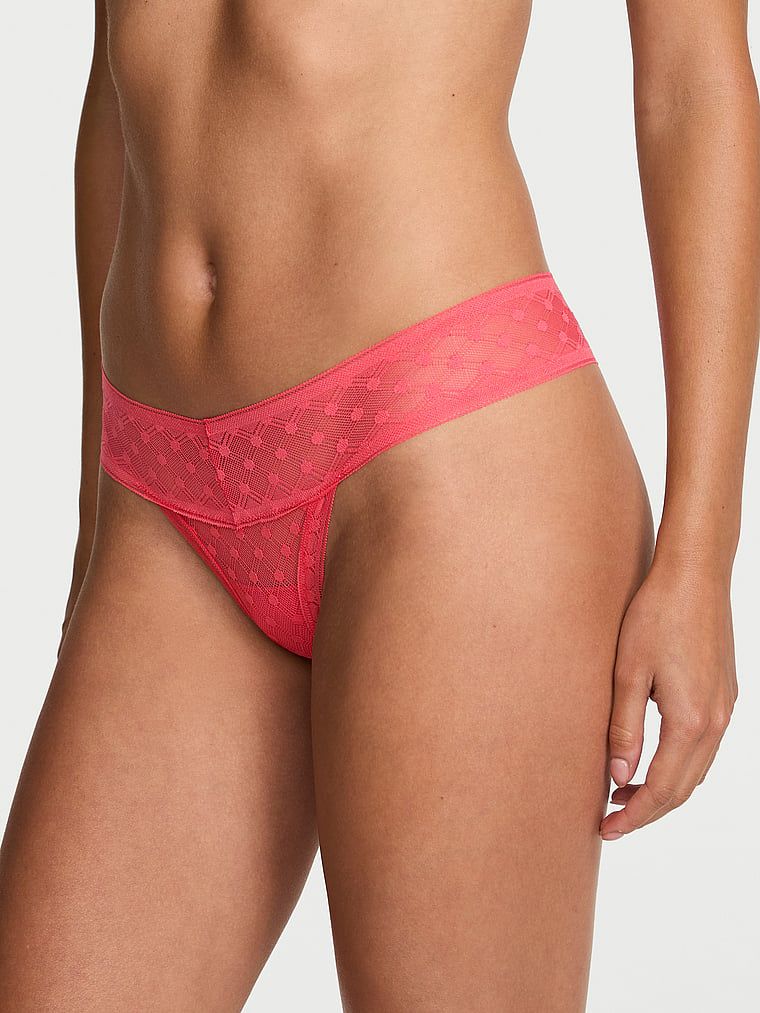Lacie Chiloți Tanga din dantelă, cu model geometric cu buline