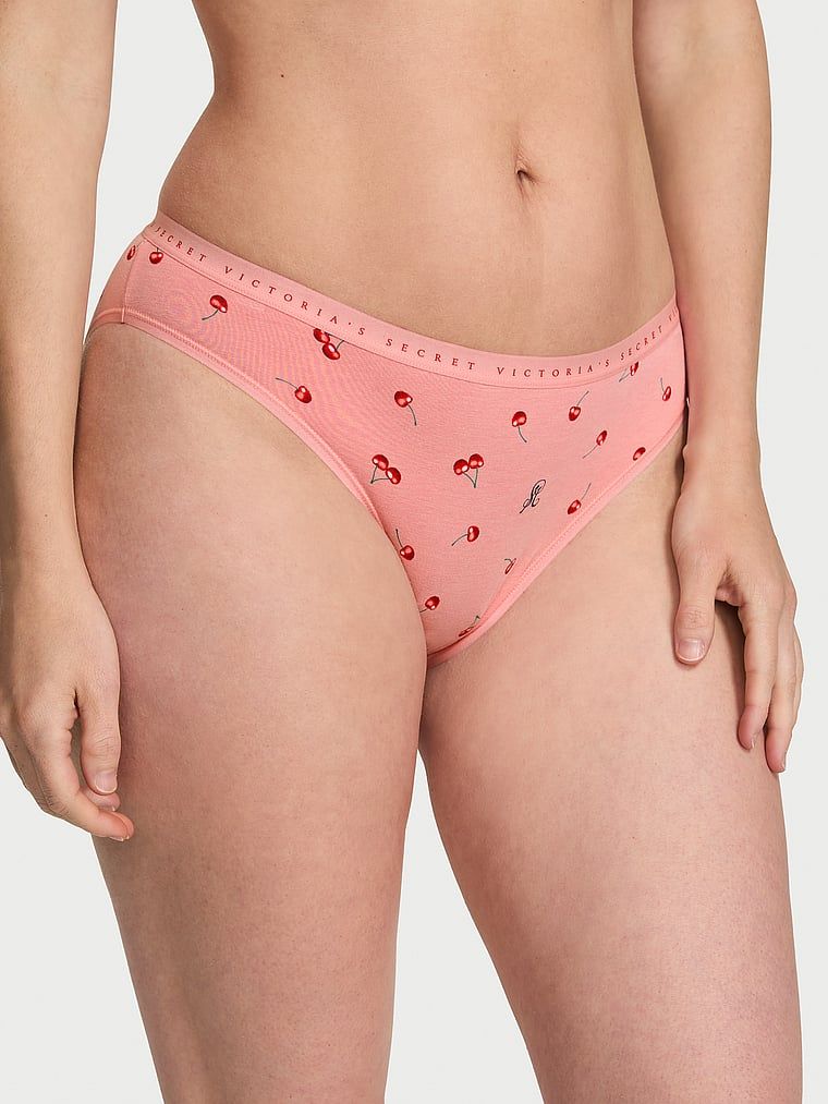 Chiloți de bumbac Bikini. Produsul are o culoare cu model și provine din colecția Victoria's Secret.
