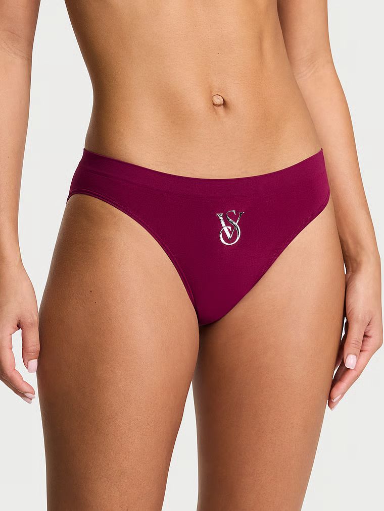 Chiloți cu logo strălucitor Seamless Sparkle Bikini. Produsul este de culoare roz și provine din colecția Seamless