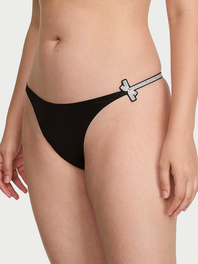 Very Sexy Chiloți Tanga cu fundiță strălucitoare