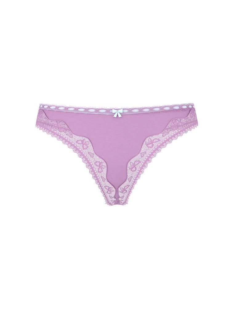 Tanga de bumbac cu margini de dantelă cu fundă. Produsul este de culoare mov și provine din colecția Lace Trim.