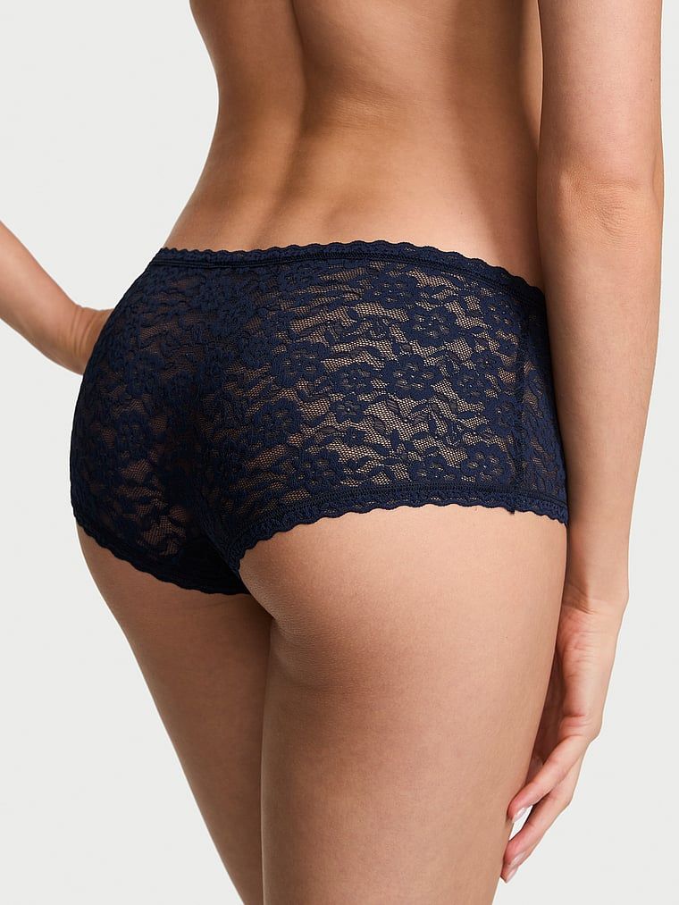 Pantaloni scurți din dantelă, pantaloni scurți cu talie joasă Boyshort. Produsul este albastru și provine din colecția Lacie.
