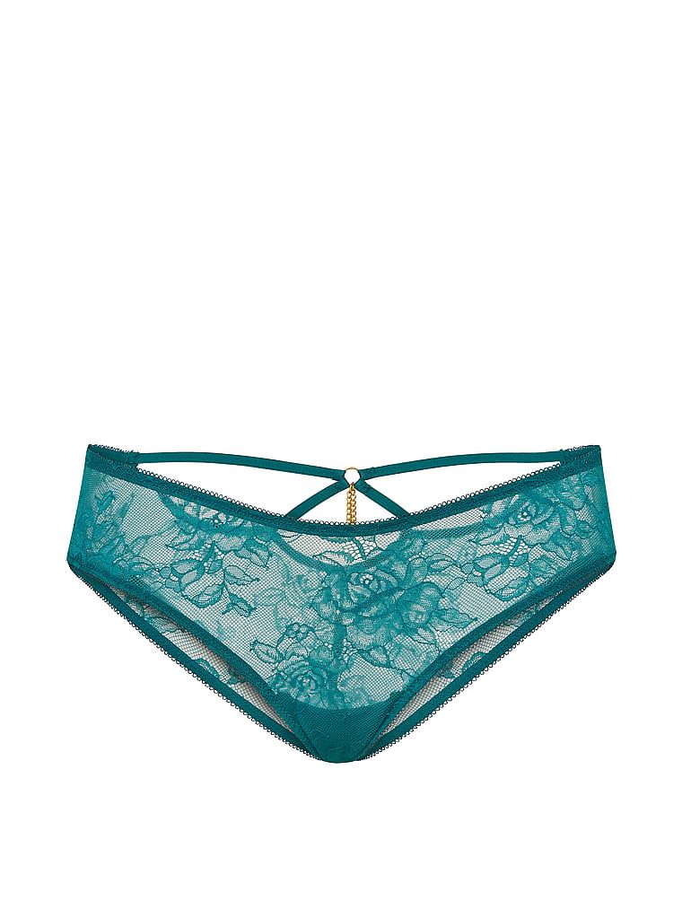 Chiloți din dantelă cu pandantiv pe spate Hardware Obraznic. Produsul este de culoare albastră și provine din colecția Very Sexy.