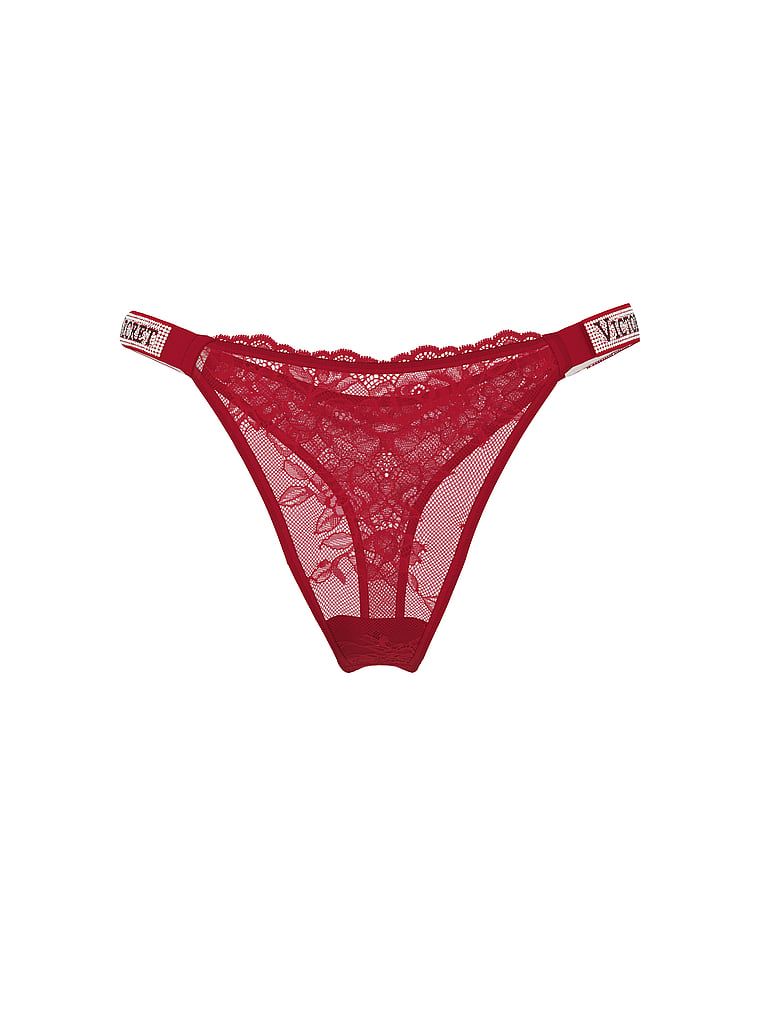 Tanga din dantelă cu curele strălucitoare Shine Strap Produsul este de culoare roșie și provine din colecția Very Sexy.