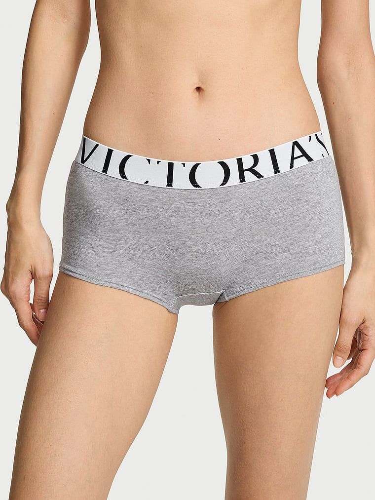 Cotton Chiloți Boyshort din bumbac, cu logo supradimensionat