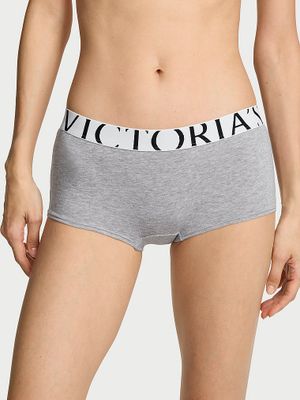 Cotton Chiloți Boyshort din bumbac, cu logo supradimensionat