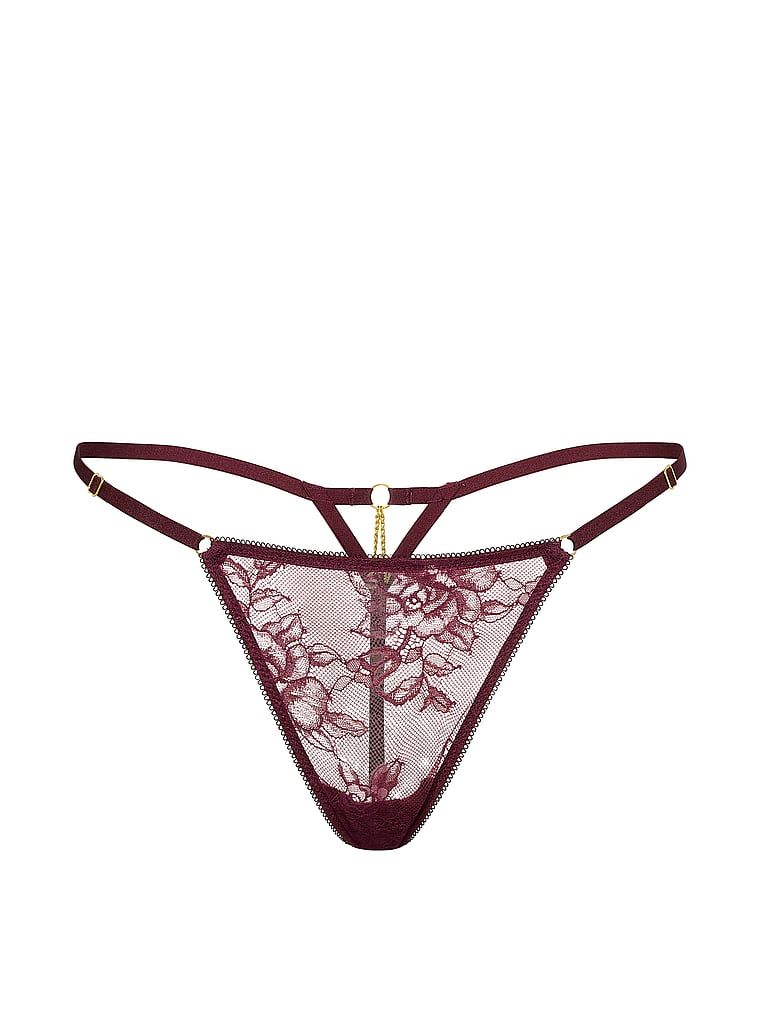 Tanga din dantelă cu bretele reglabile Hardware. Produsul este roz și provine din colecția Very Sexy.