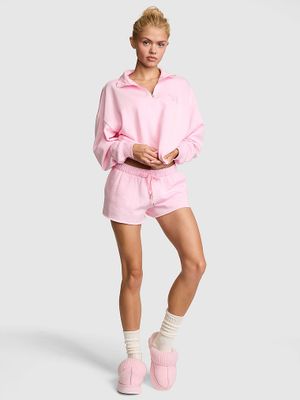 PINK Bluză Campus Fleece cu croială dreaptă și fermoar scurt
