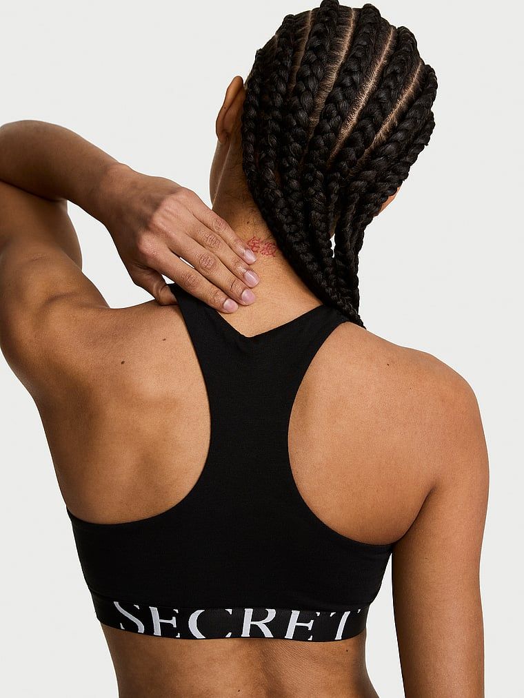 Bralet bralet din bumbac Logo Exploded cu guler înalt. Produsul este negru și provine din colecția de tricouri.