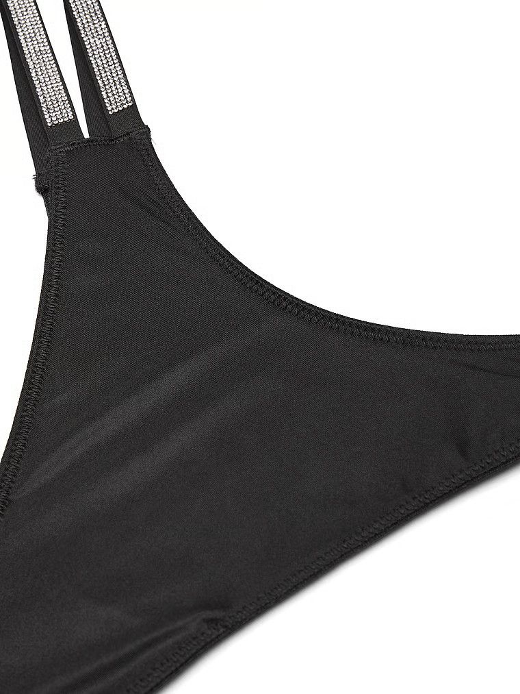 Tanga cu curea dublă strălucire. Produsul este negru și provine din colecția Very Sexy.