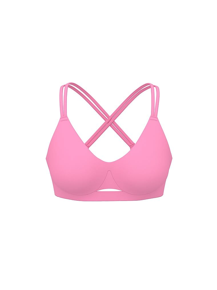 Sutiene sport cu suport ușor Elevate Strappy. Produsul este roz și provine din colecția VSX.