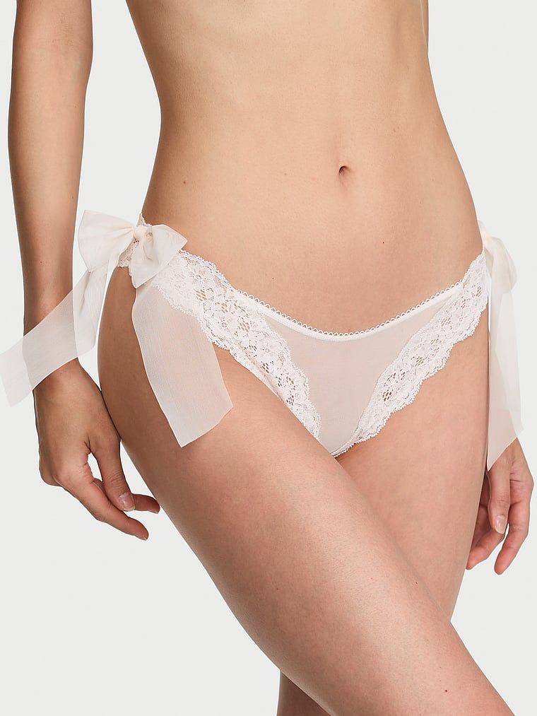 Dream Angels Chiloți Brazilian din dantelă și plasă cu fundă laterală