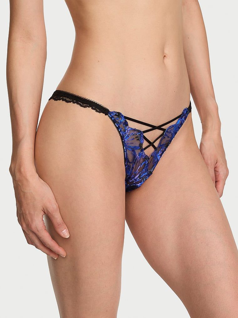 Very Sexy Chiloți Brazilieni cu broderie din paiete și imprimeu Party Floral