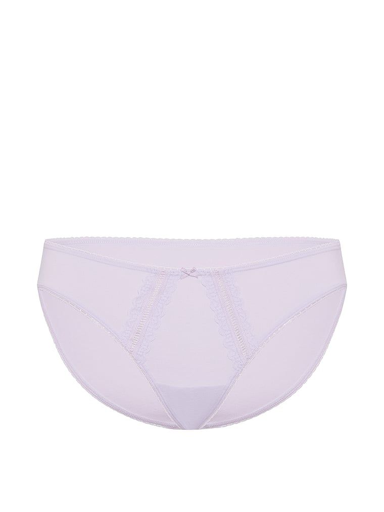 Chiloți din bumbac cu dantelă de bikini. Produsul este de culoare mov și provine din colecția Victoria's Secret.