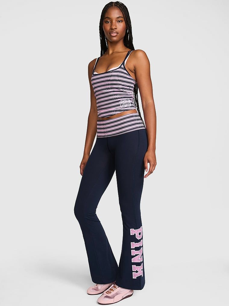 PINK Colanți evazați All-Day Cotton cu talie pliabilă