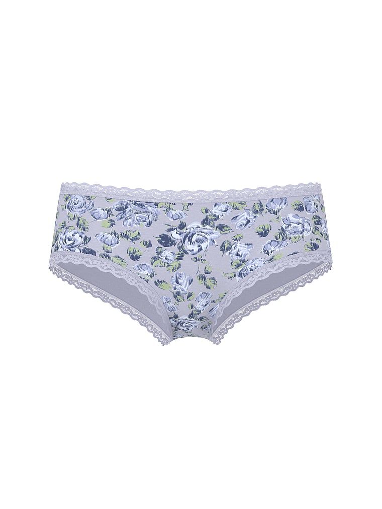 Chiloți de bumbac cu dantelă pe margini, dantelă-talie obraznică. Produsul are un model floral și provine din colecția Lace Trim.