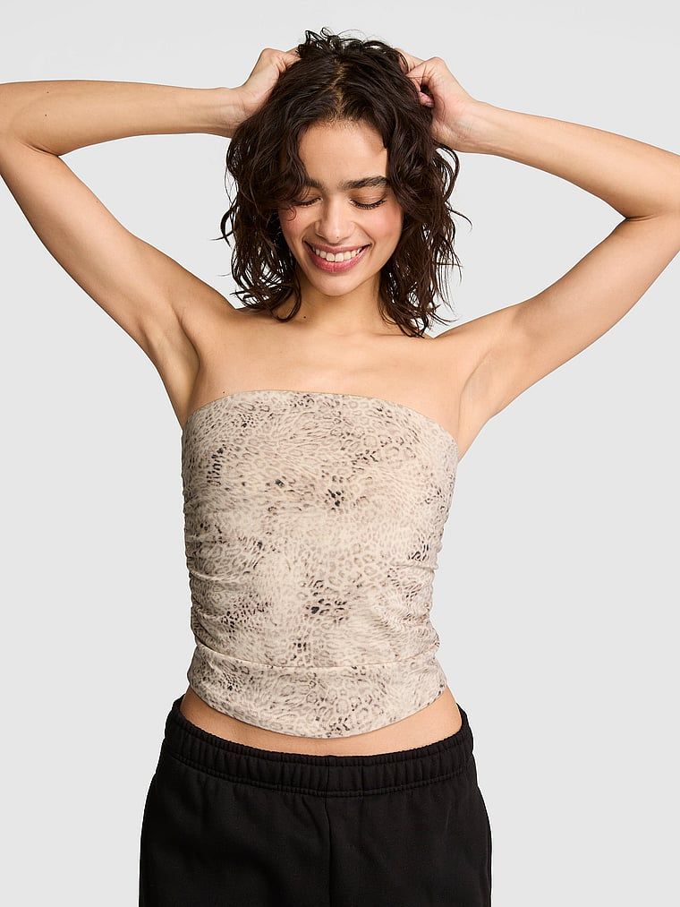 Top bandeau cu fronseuri laterale All-Day Cotton
