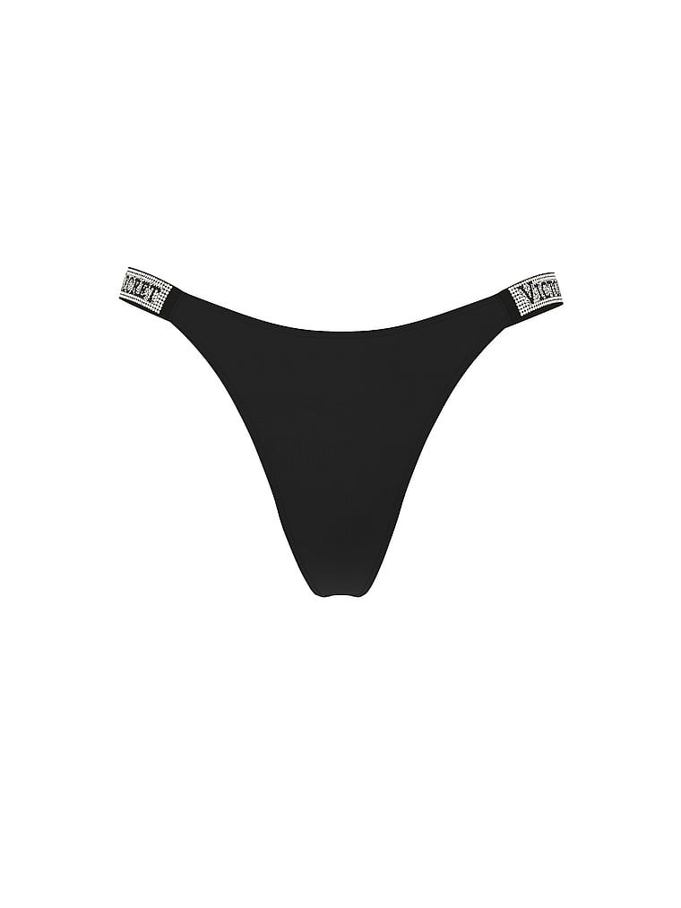 Tanga cu curele strălucitoare Shine Trap. Produsul este negru și provine din colecția Very Sexy.