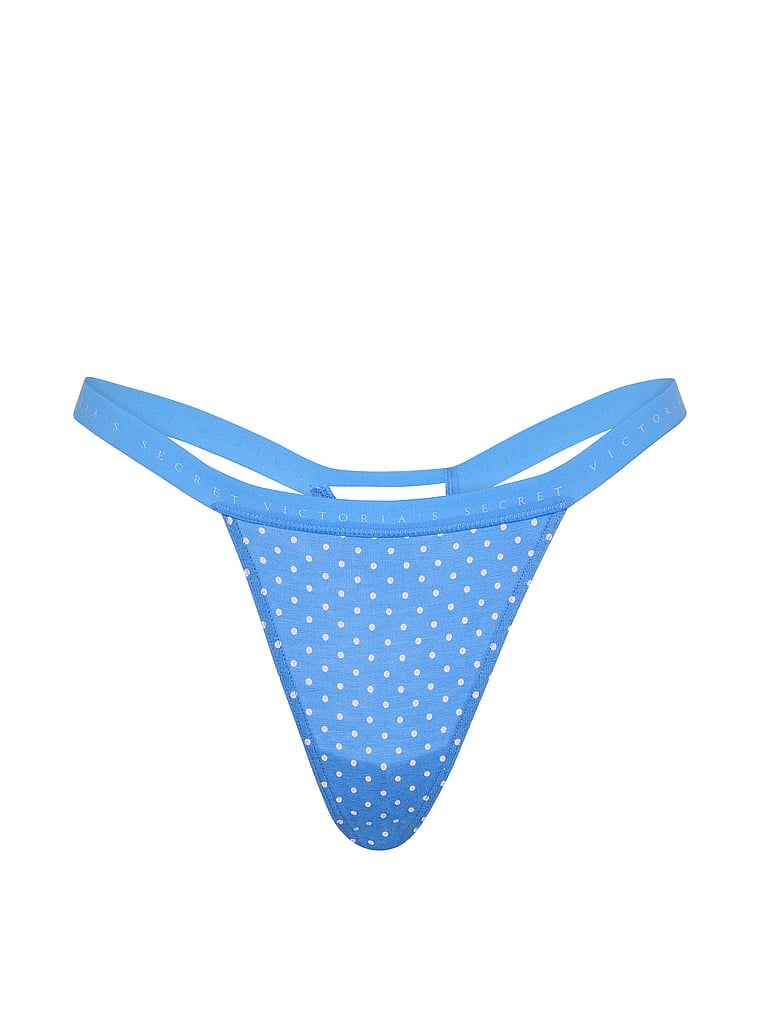 Tanga de bumbac elastic. Produsul este modelat și provine din colecția Victoria's Secret.